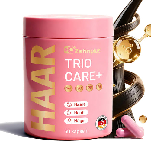 Zehnplus HAAR TRIO CARE+ – Hochdosierte Kapseln für Haare, Haut & Nägel